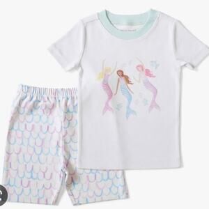 NWT Pottery Barn Kids PBK Bailey Mermaid Organic Short Sleeve Pajama Set (Sz 4)
